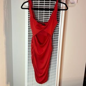 red cutout body contour dress